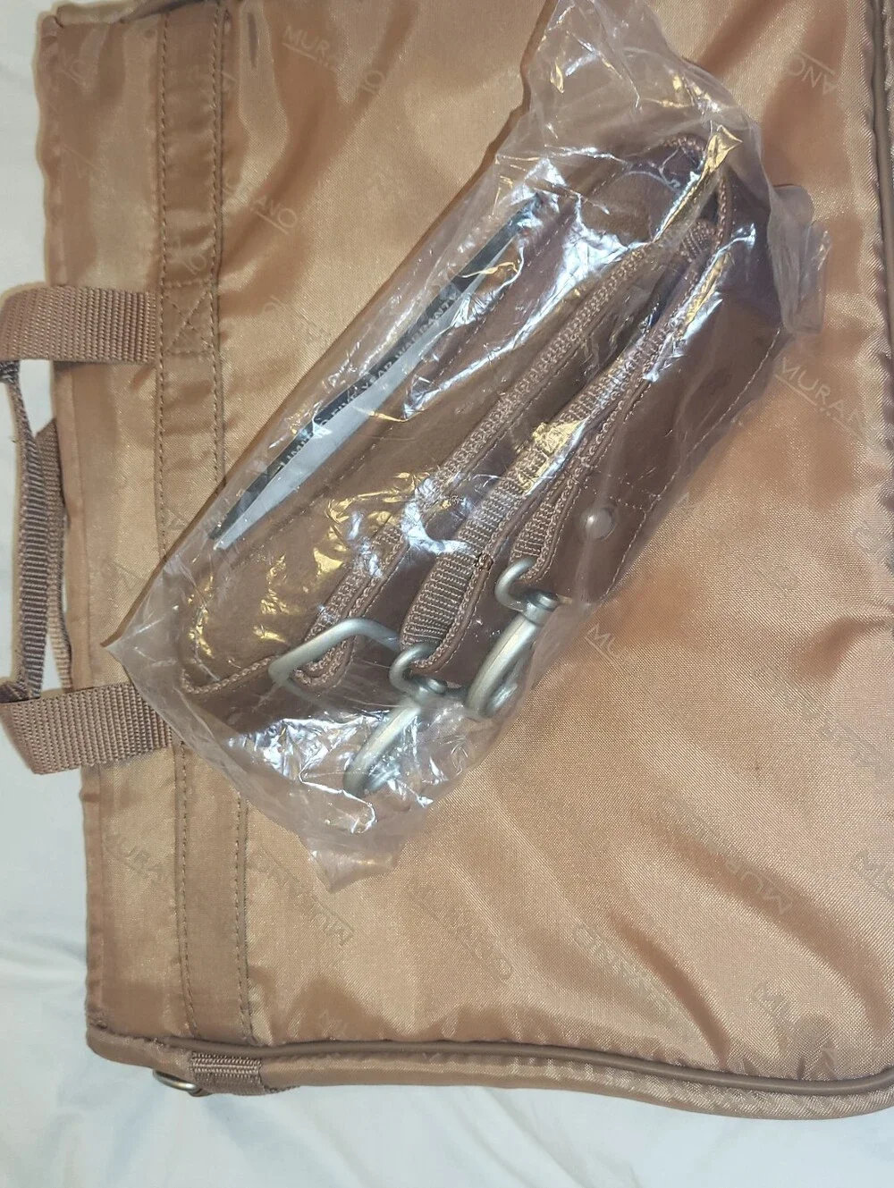 Murano Tan Leather Laptop Briefcase with Front Pockets. Wheeled.